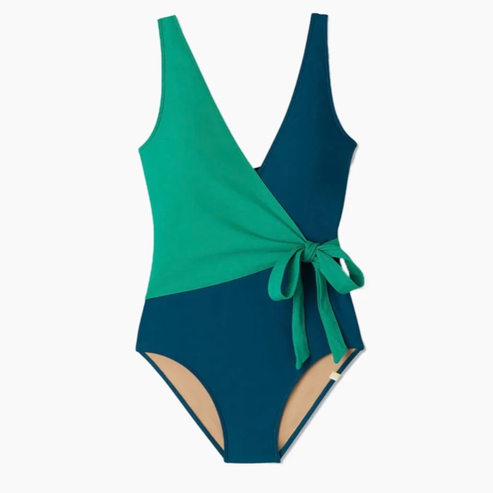 Summersalt Green and Blue One Piece Swimsuit with Wrap Design
